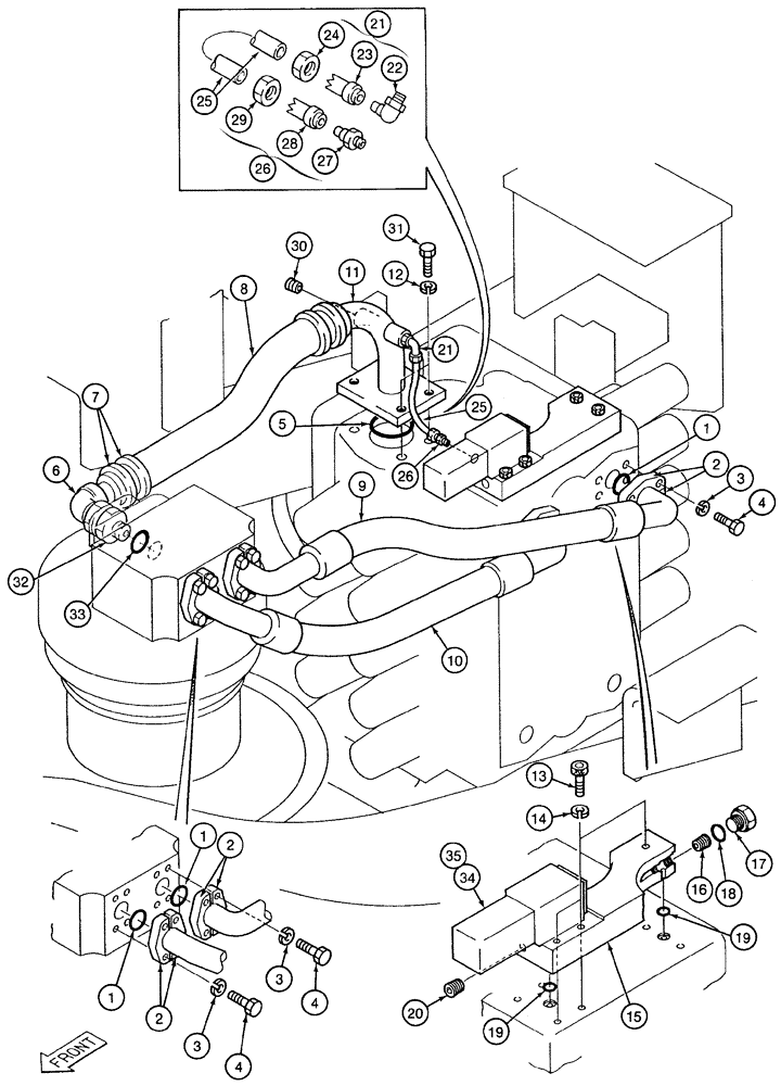 Схема запчастей Case 9060 - (8-060) - SWING MOTOR HYDRAULIC CIRCUIT (08) - HYDRAULICS