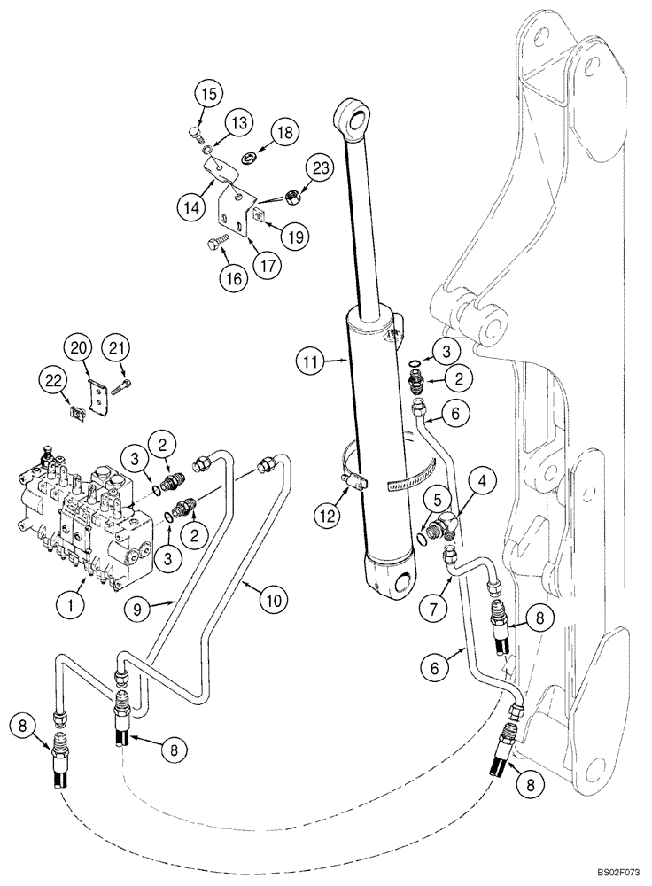 Схема запчастей Case 60XT - (08-44) - HYDRAULIC SYSTEM - BACKHOE DIPPER CYLINDER (D125) (08) - HYDRAULICS