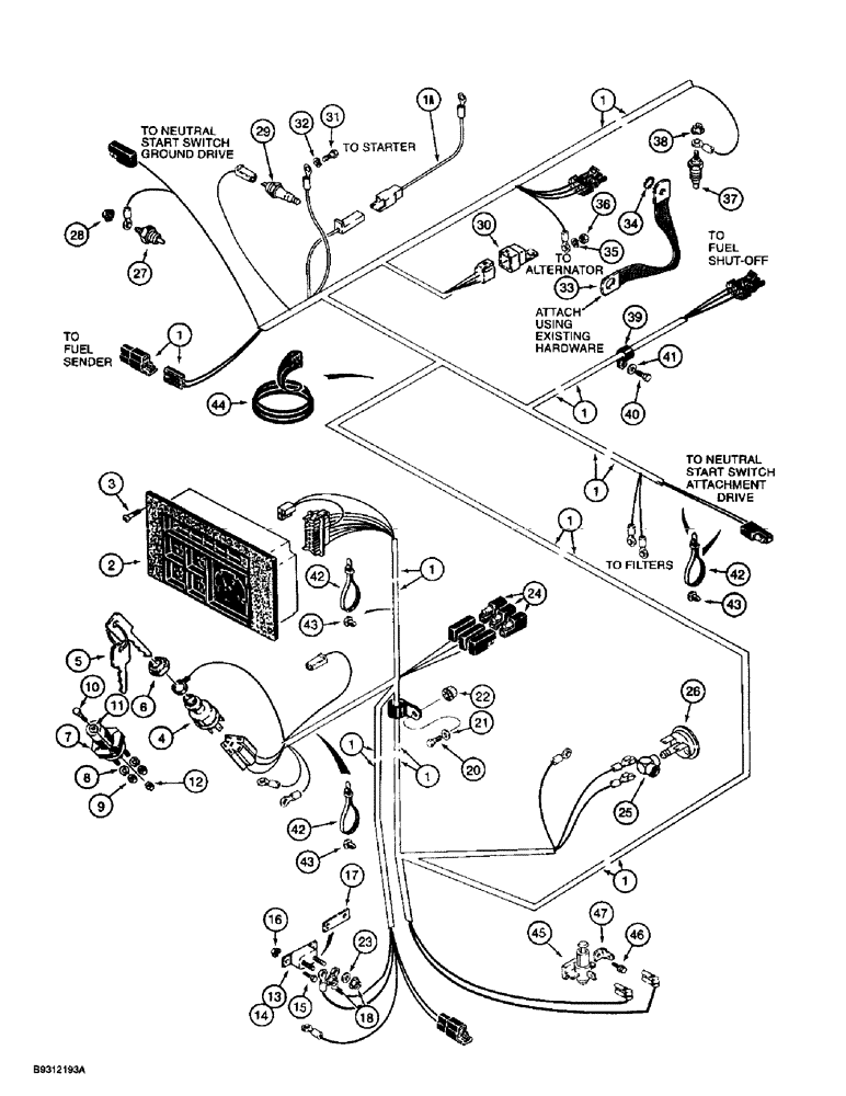 Схема запчастей Case 560 - (4-10) - MAIN WIRING HARNESS AND CONNECTIONS, WITHOUT SEAT INTERLOCK SYSTEM (04) - ELECTRICAL SYSTEMS