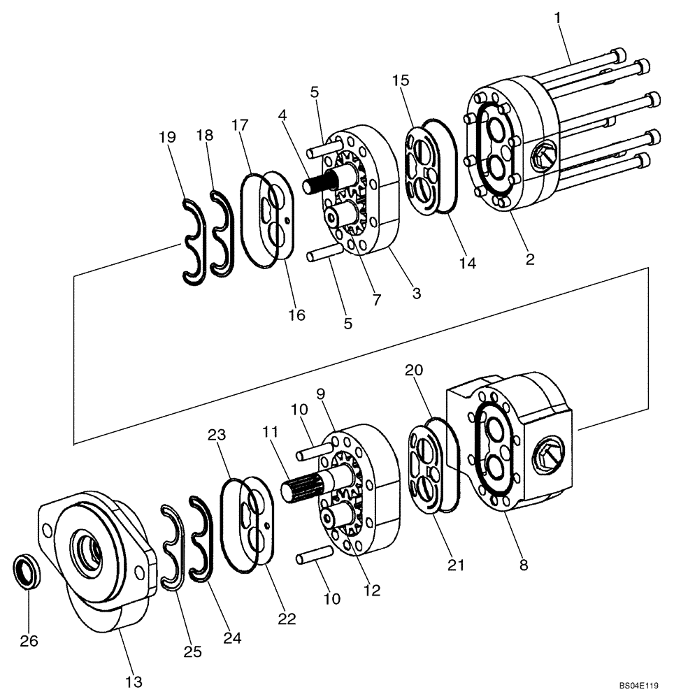 Схема запчастей Case 410 - (06-18) - GEAR PUMP (HIGH FLOW) (06) - POWER TRAIN