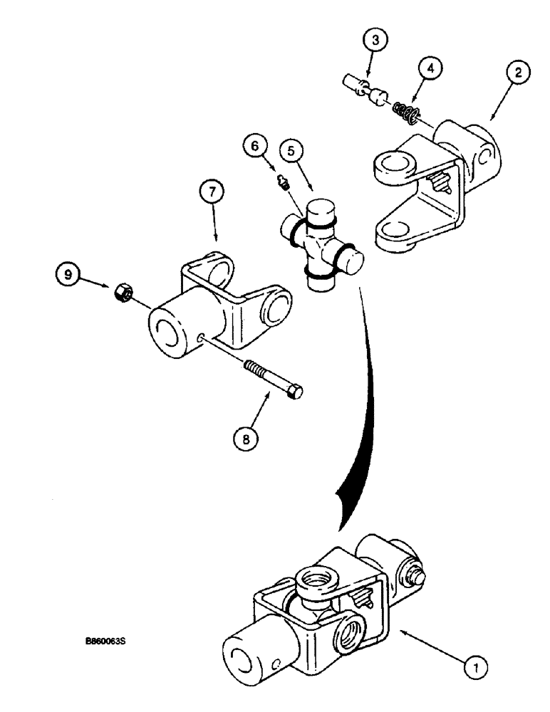 Схема запчастей Case 660 - (9-098) - HYDRA-BORER ATTACHMENT UNIVERSAL JOINT (09) - CHASSIS/ATTACHMENTS