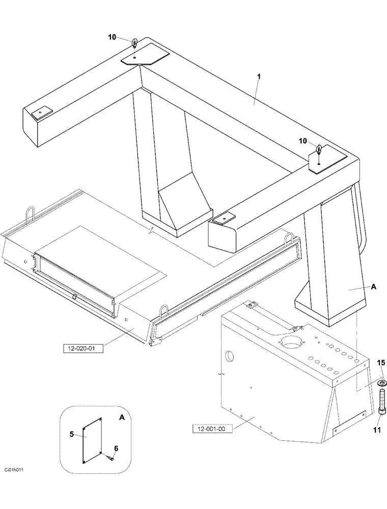 Схема запчастей Case SV223 - (12-021-00[01]) - ROPS FRAME (12) - Chassis/Attachments