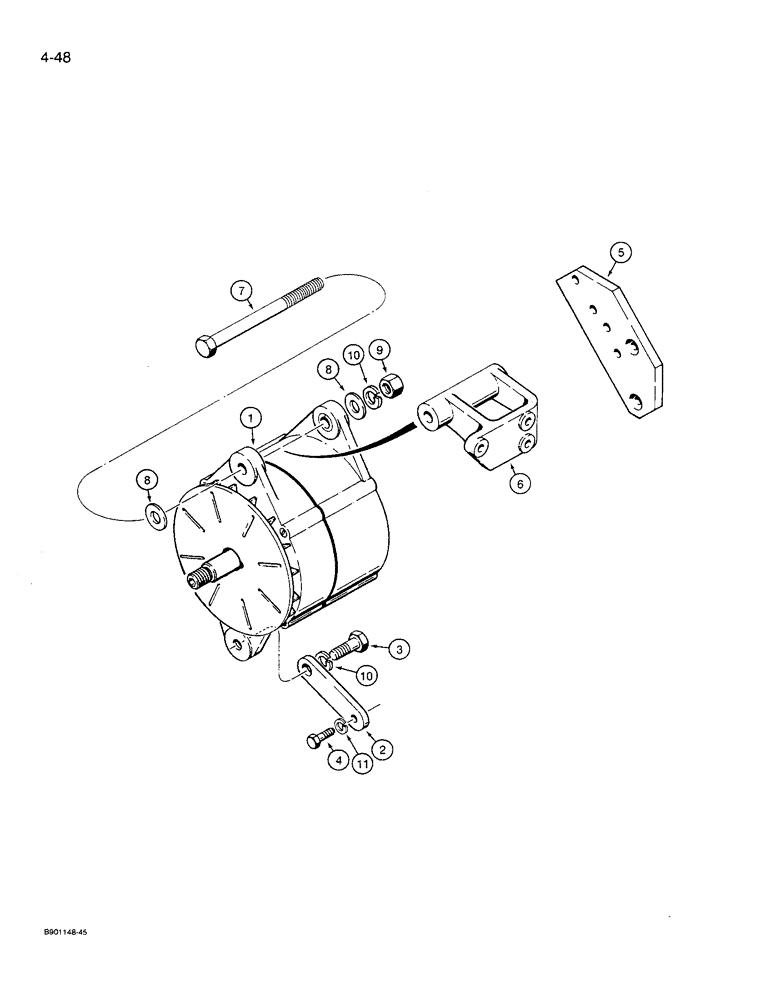 Схема запчастей Case 621 - (4-48) - 65 AMP ALTERNATOR AND MOUNTING PARTS (04) - ELECTRICAL SYSTEMS