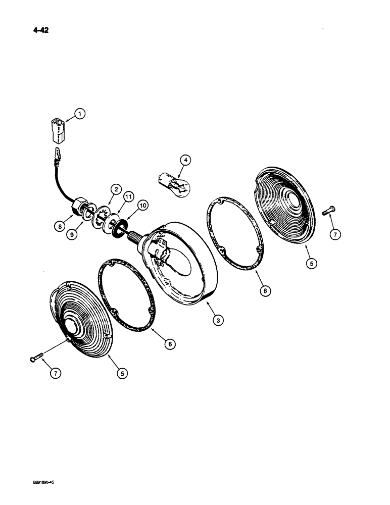 Схема запчастей Case W14C - (4-42) - TURN SIGNAL AND FLASHER LAMP (04) - ELECTRICAL SYSTEMS