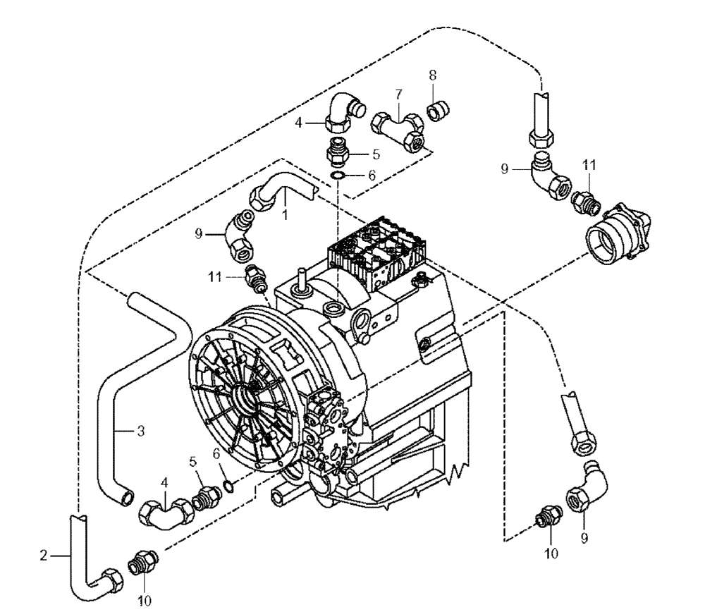 Схема запчастей Case 330 - (18A02010586[01]) - TRANSMISSION - RETARDER OPTION (03) - Converter / Transmission