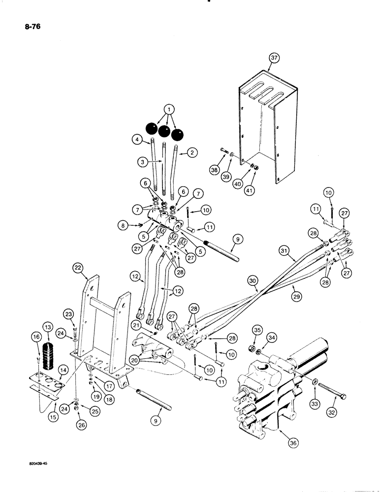 Схема запчастей Case W18B - (8-76) - LOADER CONTROL LEVERS (3 SPOOL), WITH DUAL LEVER CONTROLS (08) - HYDRAULICS