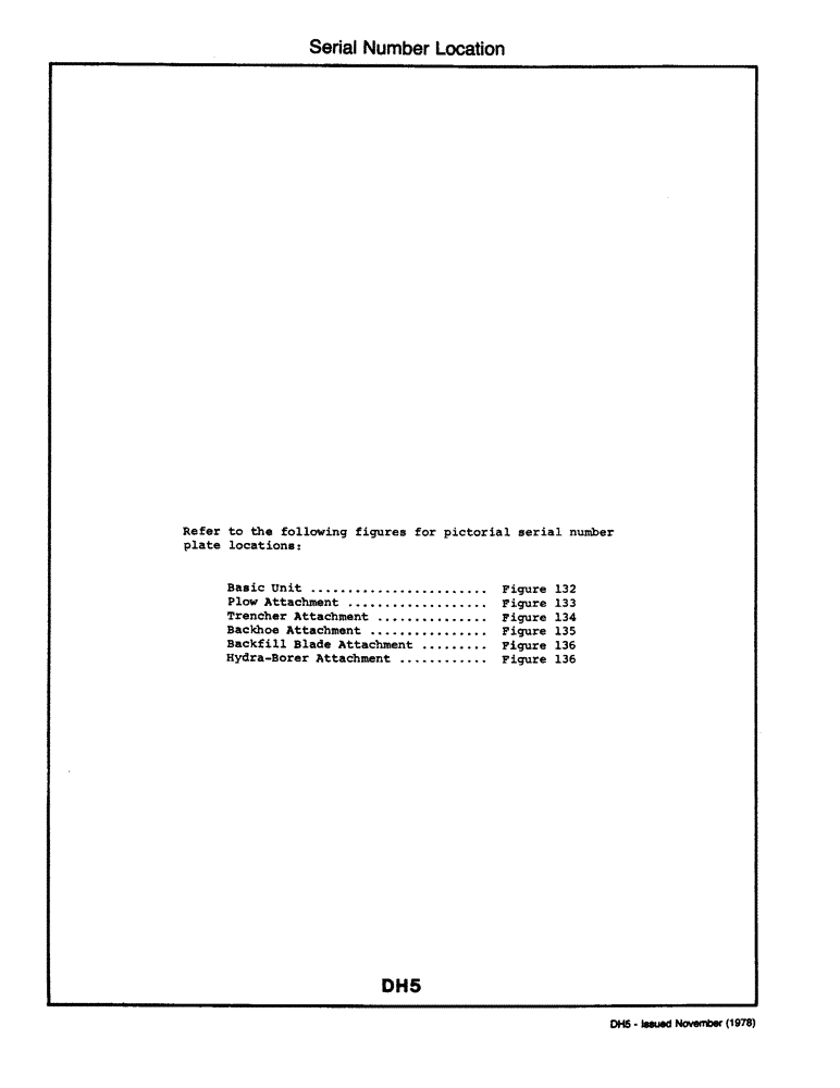Схема запчастей Case DH5 - (001-2) - SERIAL NUMBER LOCATION (00) - GENERAL & PICTORIAL INDEX