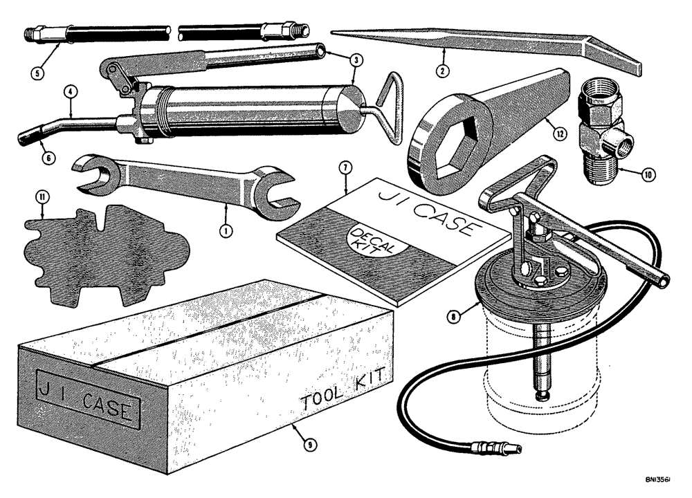 Схема запчастей Case 310E - (068) - TOOLS, GREASE GUN, AND DECALS (05) - UPPERSTRUCTURE CHASSIS