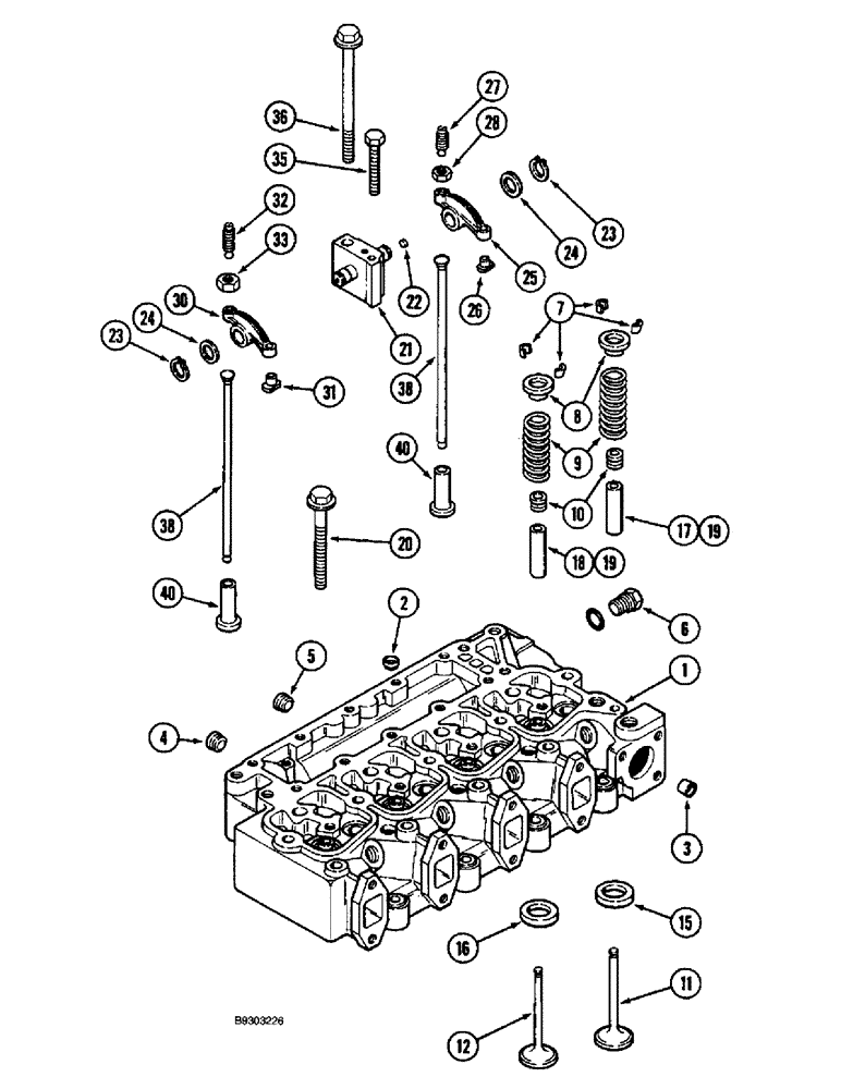 Схема запчастей Case 660 - (2-24) - CYLINDER HEAD AND VALVE MECHANISM, 4-390 ENGINE (02) - ENGINE