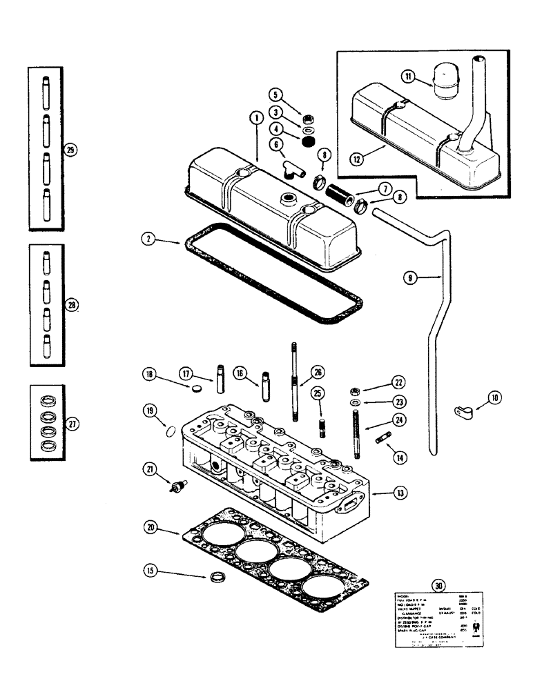 Схема запчастей Case 500 - (032) - CYLINDER HEAD ASSEMBLY, (188) SPARK IGNITION ENGINE (01) - ENGINE