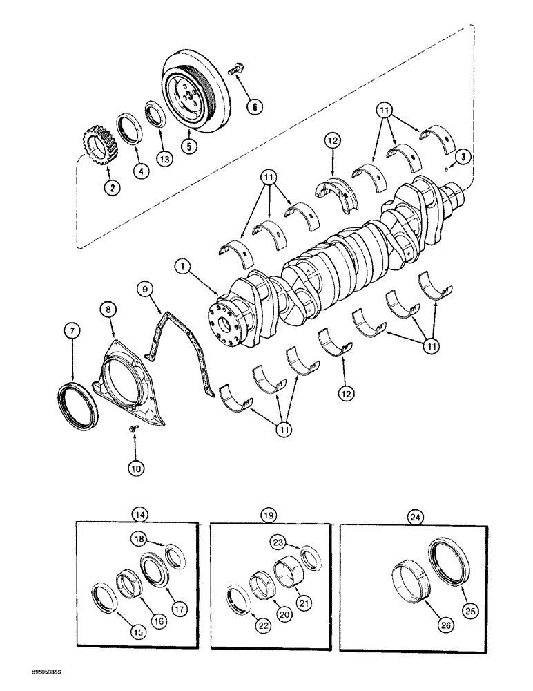 Схема запчастей Case 721B - (2-40) - CRANKSHAFT, 6T-830 ENGINE, PRIOR TO LOADER P.I.N. JEE053200 (02) - ENGINE