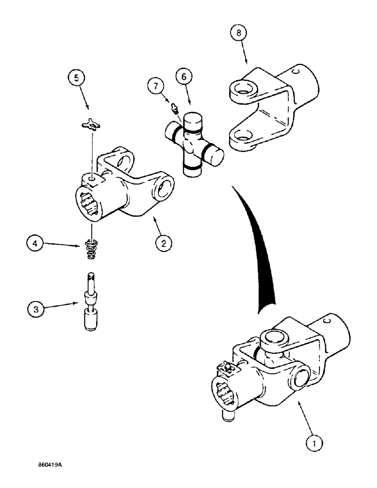 Схема запчастей Case TF300 - (9-78) - HYDRA-BORER ATTACHMENT UNIVERSAL JOINT (09) - CHASSIS/ATTACHMENTS