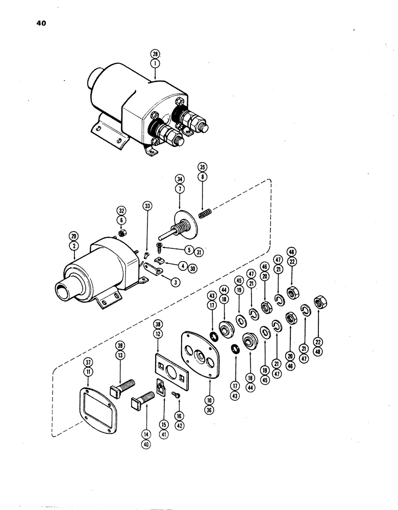 Схема запчастей Case W24B - (040) - A15358 SOLENOID, (504BD) DIESEL ENGINE (04) - ELECTRICAL SYSTEMS