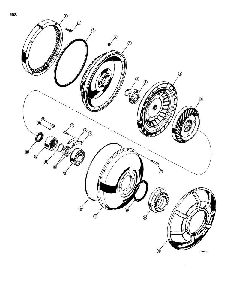 Схема запчастей Case W26B - (108) - TRANSMISSION, TORQUE CONVERTER, BEFORE TRACTOR SN. 9116327 (06) - POWER TRAIN