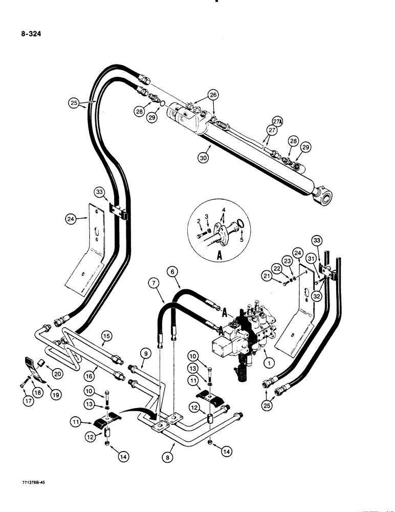 Схема запчастей Case 1455B - (8-324) - LOADER BUCKET HYDRAULIC CIRCUIT (08) - HYDRAULICS