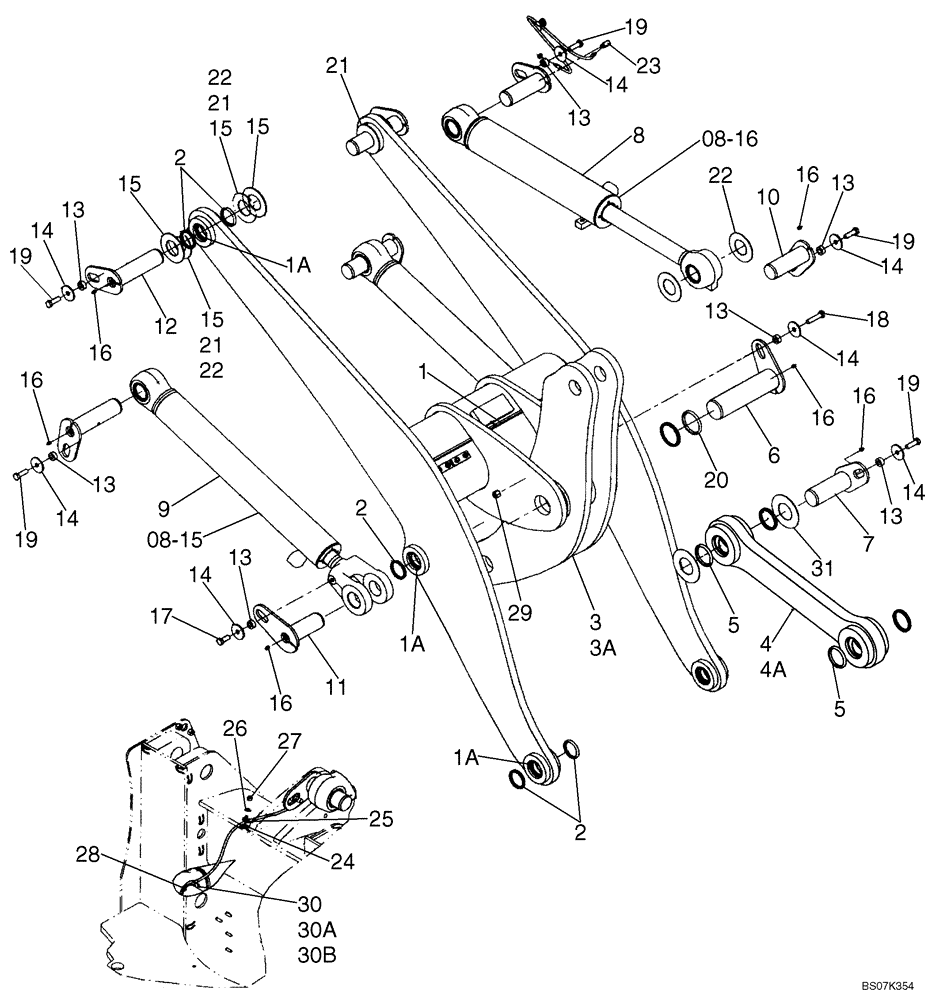 Схема запчастей Case 521E - (09-07) - FRAME - LOADER LIFT (Z BAR LOADER) (09) - CHASSIS