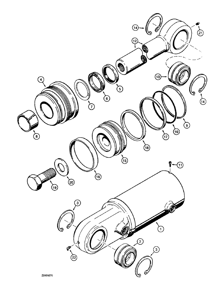 Схема запчастей Case 1150E - (8-070) - G110694 DOZER TILT CYLINDER, LONG TRACK ANGLE TILT DOZER MODELS (08) - HYDRAULICS