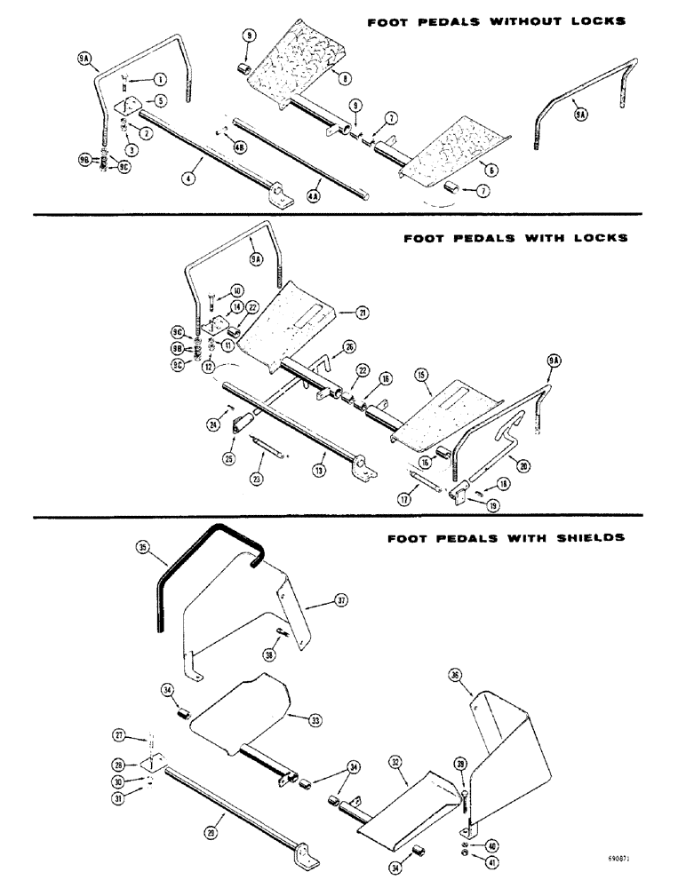 Схема запчастей Case 33 - (110) - FOOT PEDALS, FOOT PEDALS WITHOUT LOCKS 