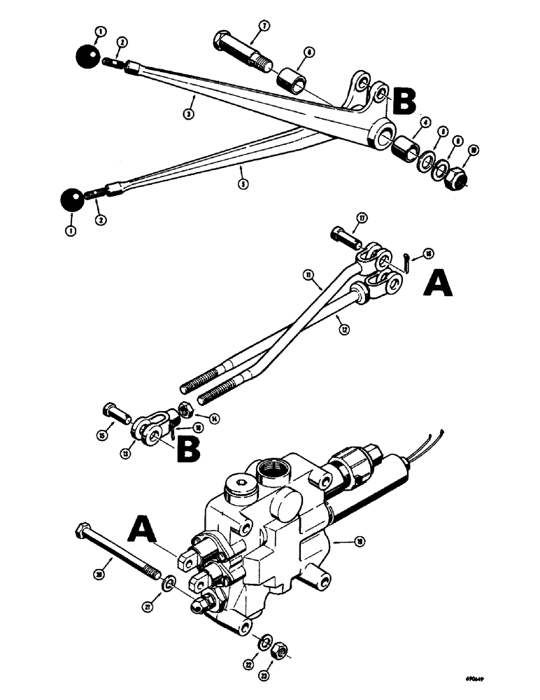 Схема запчастей Case W10E - (242) - LOADER CONTROL VALVE AND LEVERS, 2 SPOOL LOADER VALVE (08) - HYDRAULICS