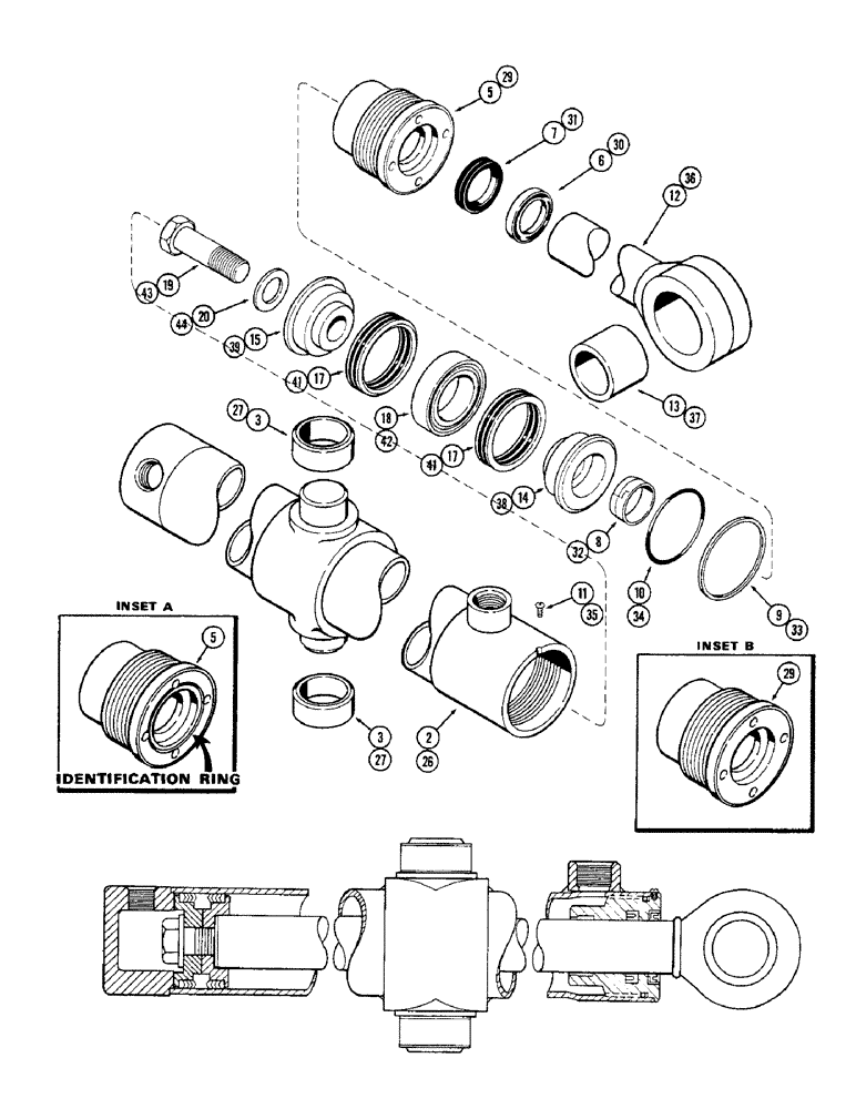 Схема запчастей Case 33 - (272) - G33420 AND G33421 LOADER TILT CYLINDERS, 2-1/2" DIA. CYL W/20" STROKE W/GLAND ID RING 