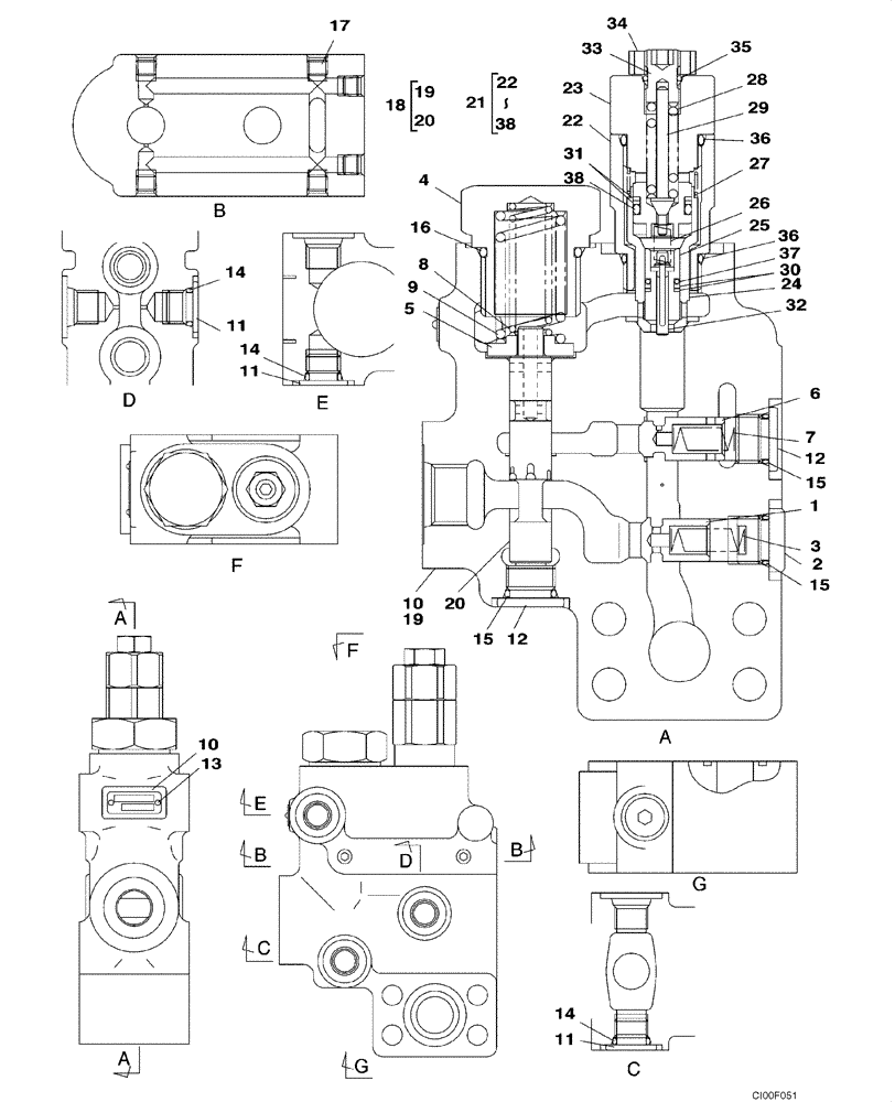 Схема запчастей Case CX130 - (08-110) - VALVE ASSY, RELIEF - CYLINDER, BOOM (08) - HYDRAULICS