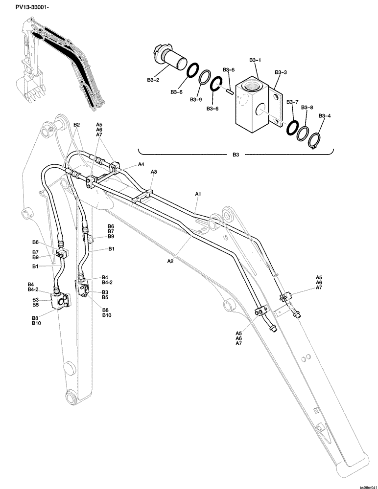 Схема запчастей Case CX27B PV13 - (05-010) - HYD LINES, ARM 1.37M (NIBBLER & BREAKER) OPTIONAL PARTS