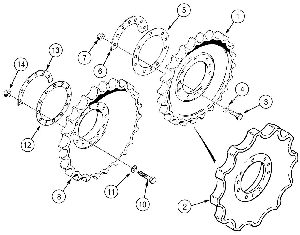 Схема запчастей Case 650H - (05-02) - SPROCKET, TRACK (11) - TRACKS/STEERING