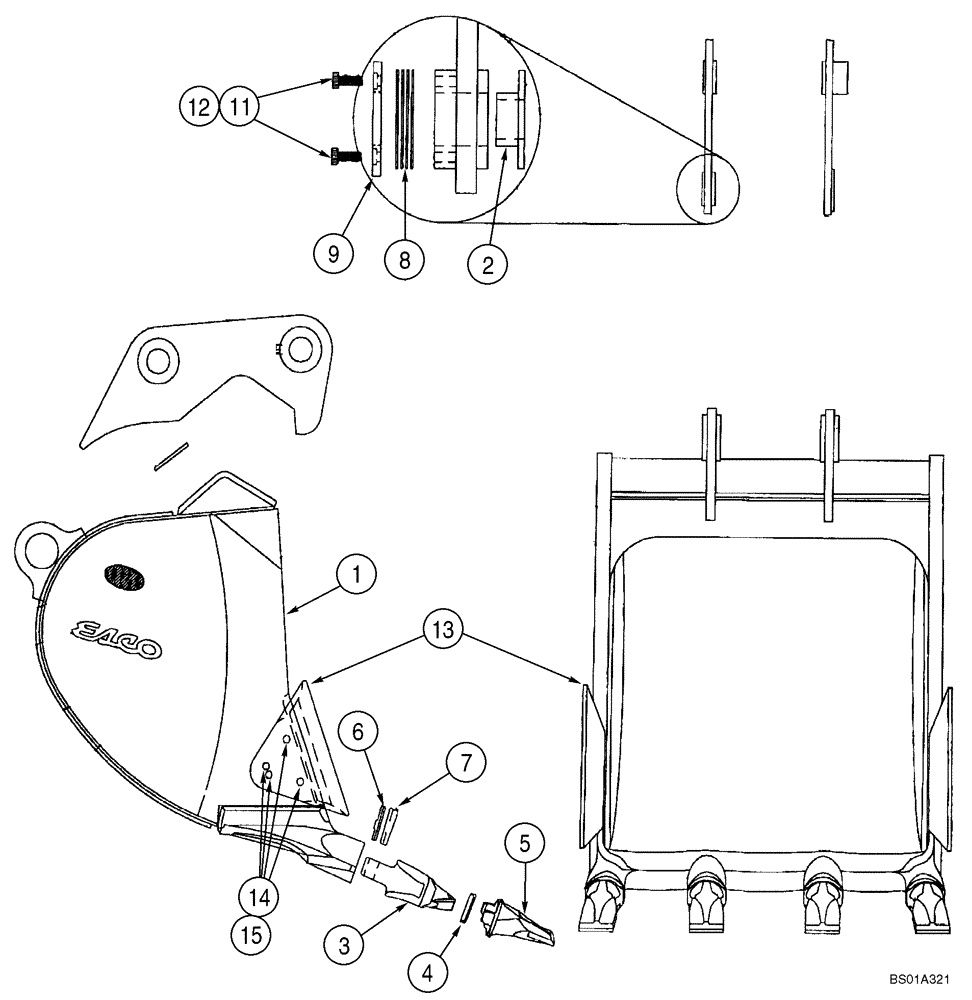 Схема запчастей Case CX210N - (09-42C) - BUCKETS, ESCO - HEAVY DUTY CAST BUCKET (09) - CHASSIS