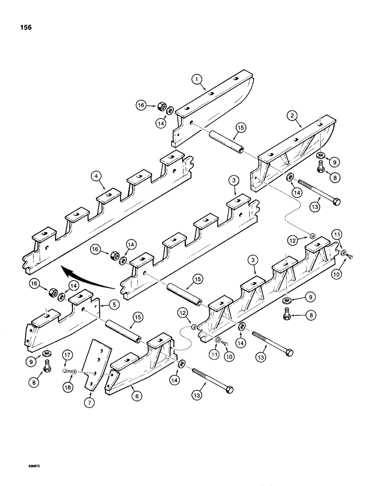 Схема запчастей Case 1150D - (156) - TRACK GUARDS (11) - TRACKS/STEERING