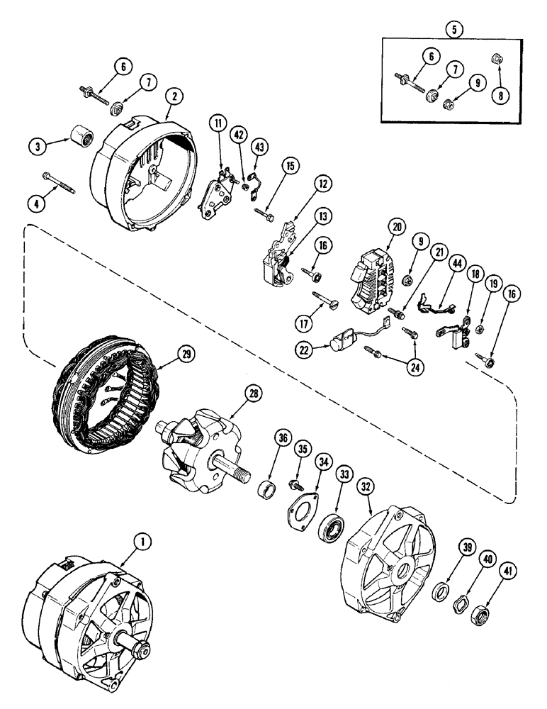 Схема запчастей Case W14FL - (104) - A167152 ALTERNATOR, METRIC EXTERNAL THREADS, 40 AMPERE - 24 VOLT (04) - ELECTRICAL SYSTEMS