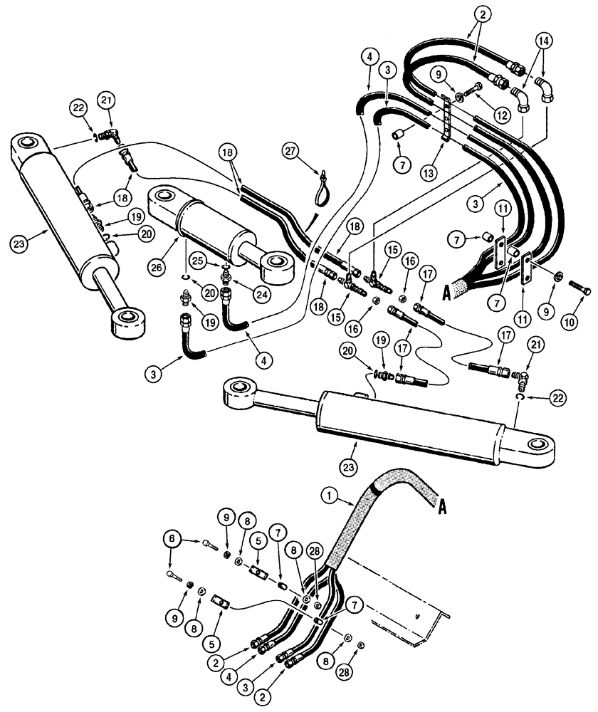 Схема запчастей Case 1150H - (08-10) - HYDRAULICS - TILT AND ANGLE CIRCUITS (08) - HYDRAULICS