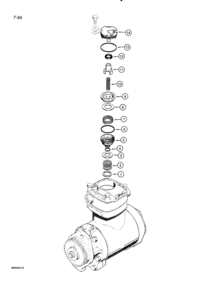 Схема запчастей Case 821 - (7-034) - AIR COMPRESSOR HEAD REPAIR KIT (07) - BRAKES