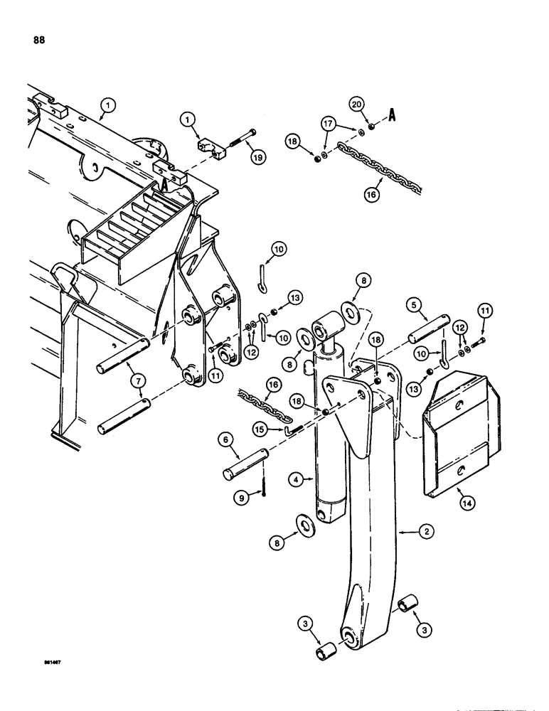 Схема запчастей Case D100XR - (8-088) - BACKHOE STABILIZERS, USED ON 1835C AND 1845C UNI-LOADERS 