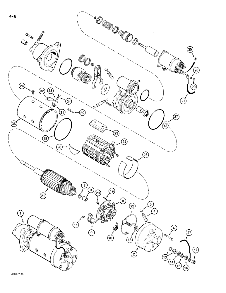 Схема запчастей Case 721 - (4-06) - STARTER ASSEMBLY (04) - ELECTRICAL SYSTEMS