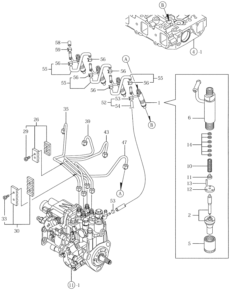 Схема запчастей Case CX50B - (08-012) - FUEL INJECTION VALVE (10) - ENGINE