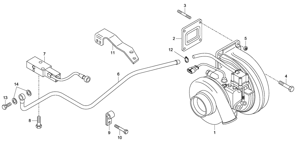 Схема запчастей Case 340B - (01A07010167[001]) - INSTALL, TURBOCHARGER (87363406) (01) - ENGINE