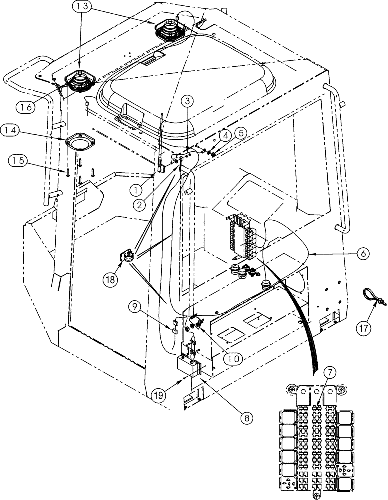 Схема запчастей Case 521D - (04-33) - RADIO MOUNTING - RADIO READY SYSTEM (12 VOLT) (04) - ELECTRICAL SYSTEMS