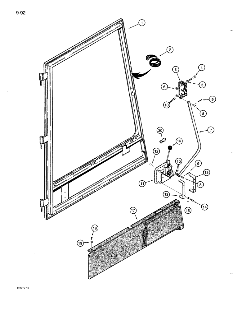 Схема запчастей Case 1086B - (9-092) - DOOR ASSEMBLY, CAB SERIAL NUMBER 334940 AND AFTER (09) - CHASSIS