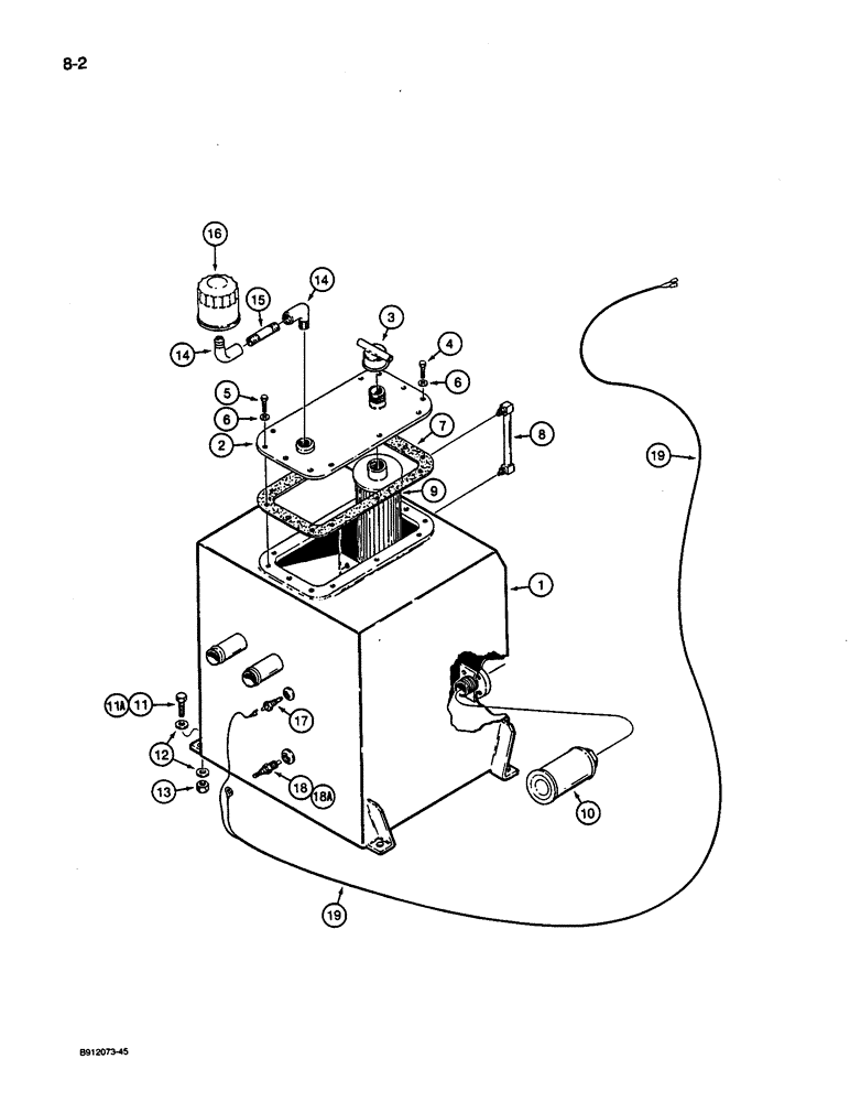 Схема запчастей Case 1187C - (8-02) - HYDRAULIC RESERVOIR AND HARNESS (08) - HYDRAULICS