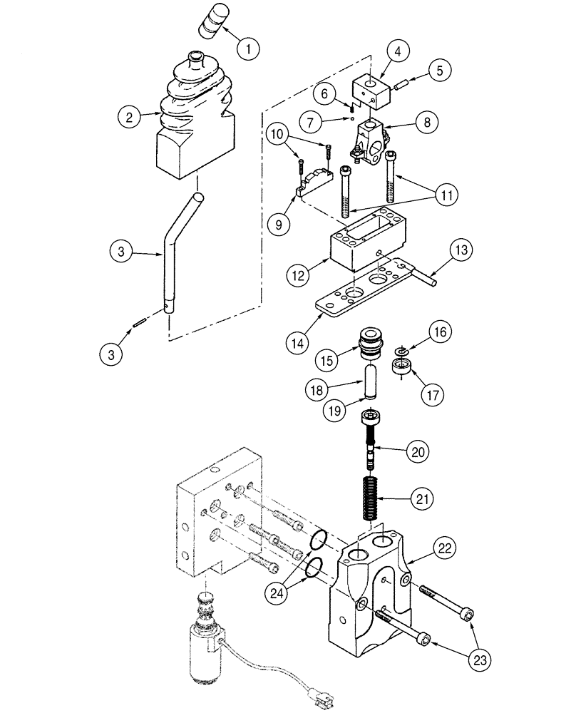 Схема запчастей Case 521D - (08-41) - VALVE ASSY - REMOTE CONTROL, THREE LEVER (08) - HYDRAULICS