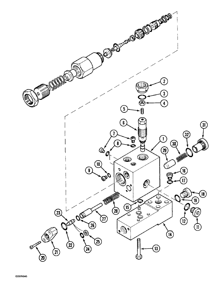 Схема запчастей Case 220B - (8-170) - OPTIONAL CRANING VALVE, USED WITH BOOM CYLINDER CIRCUIT (08) - HYDRAULICS