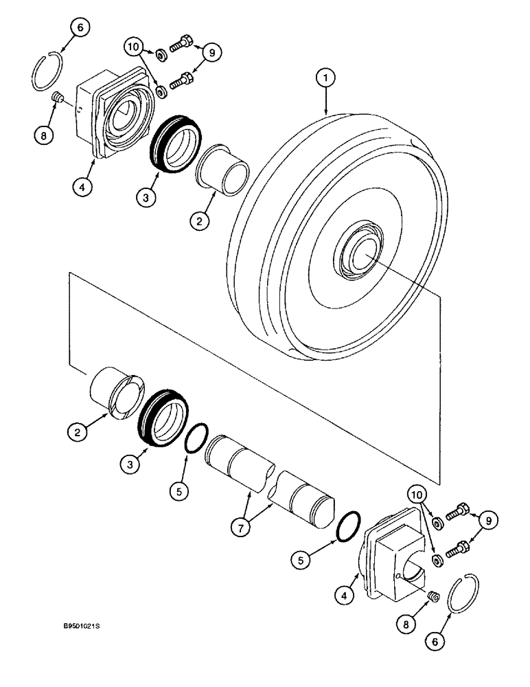 Схема запчастей Case 9020B - (5-006) - IDLER WHEEL (11) - TRACKS/STEERING