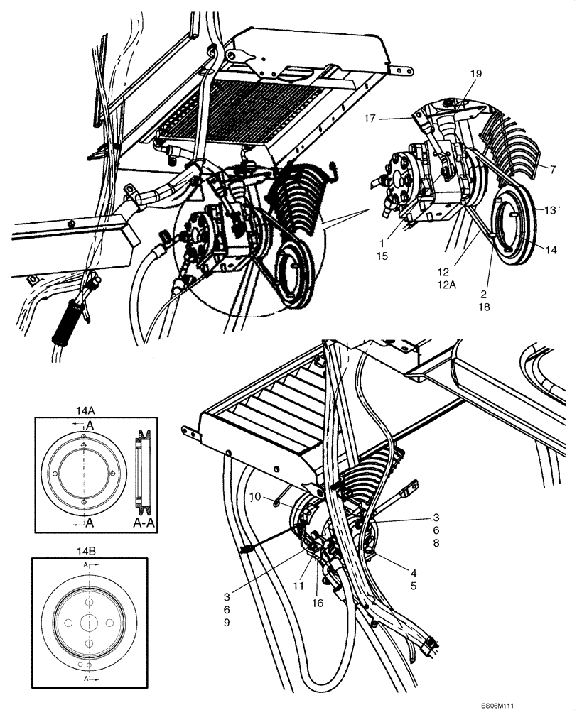 Схема запчастей Case 450 - (09-34) - HEATER AND AIR CONDITIONING - COMPRESSOR MOUNTING (09) - CHASSIS