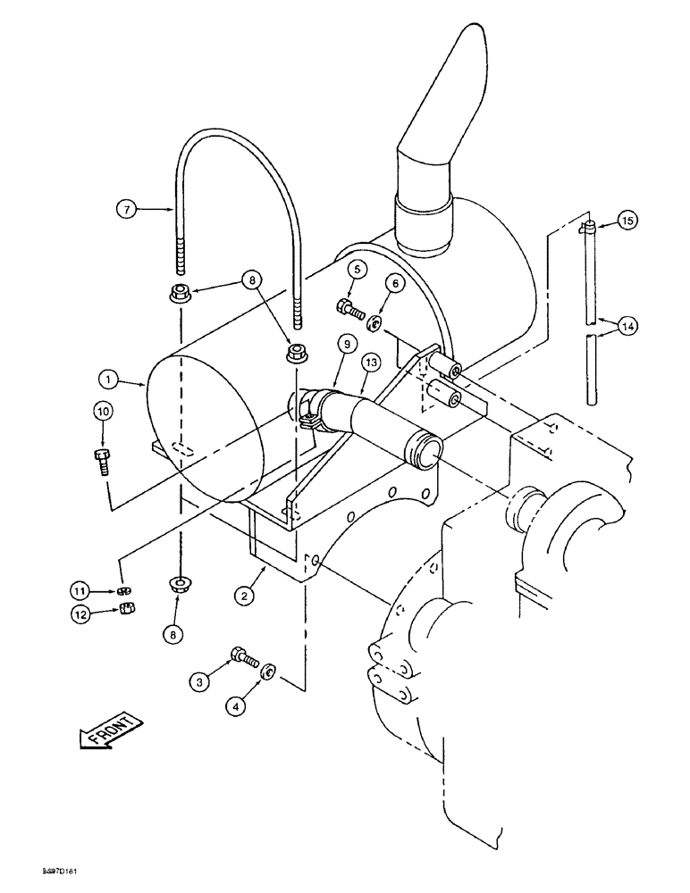 Схема запчастей Case 9040B - (2-14) - MUFFLER AND EXHAUST SYSTEM, P.I.N. DAC04#2001 AND AFTER (02) - ENGINE