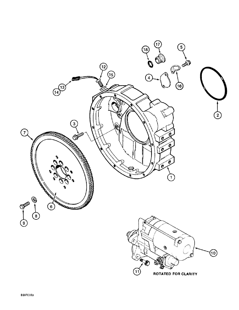 Схема запчастей Case 9010B - (2-092) - FLYWHEEL AND HOUSING, 4TA-390 EMISSIONS CERTIFIED ENGINE, P.I.N. DAC01#2001 AND AFTER (02) - ENGINE