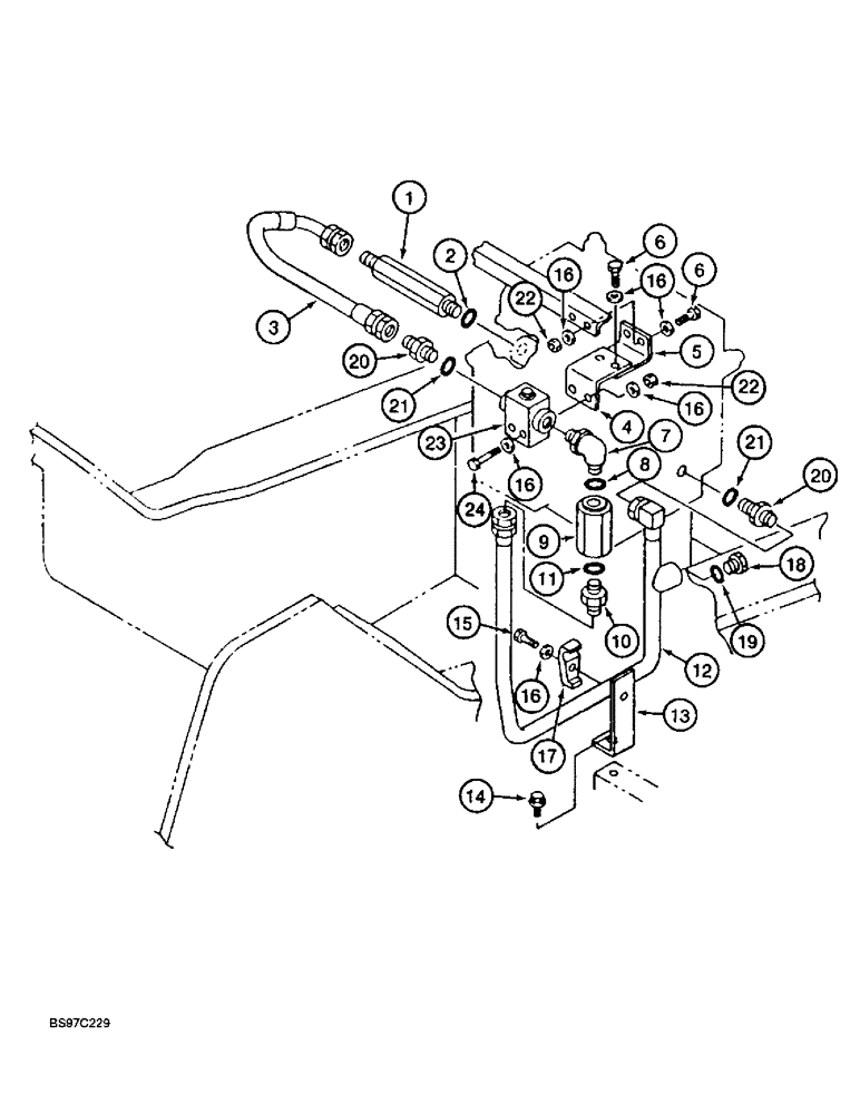 Схема запчастей Case 9030B - (8-100) - DOUBLE ACTION AUX EQUIP OPTION,CHECK/SELECTOR VALVE LINES,STD MODELS PRIOR TO PIN DAC0301369 & AFTER (08) - HYDRAULICS