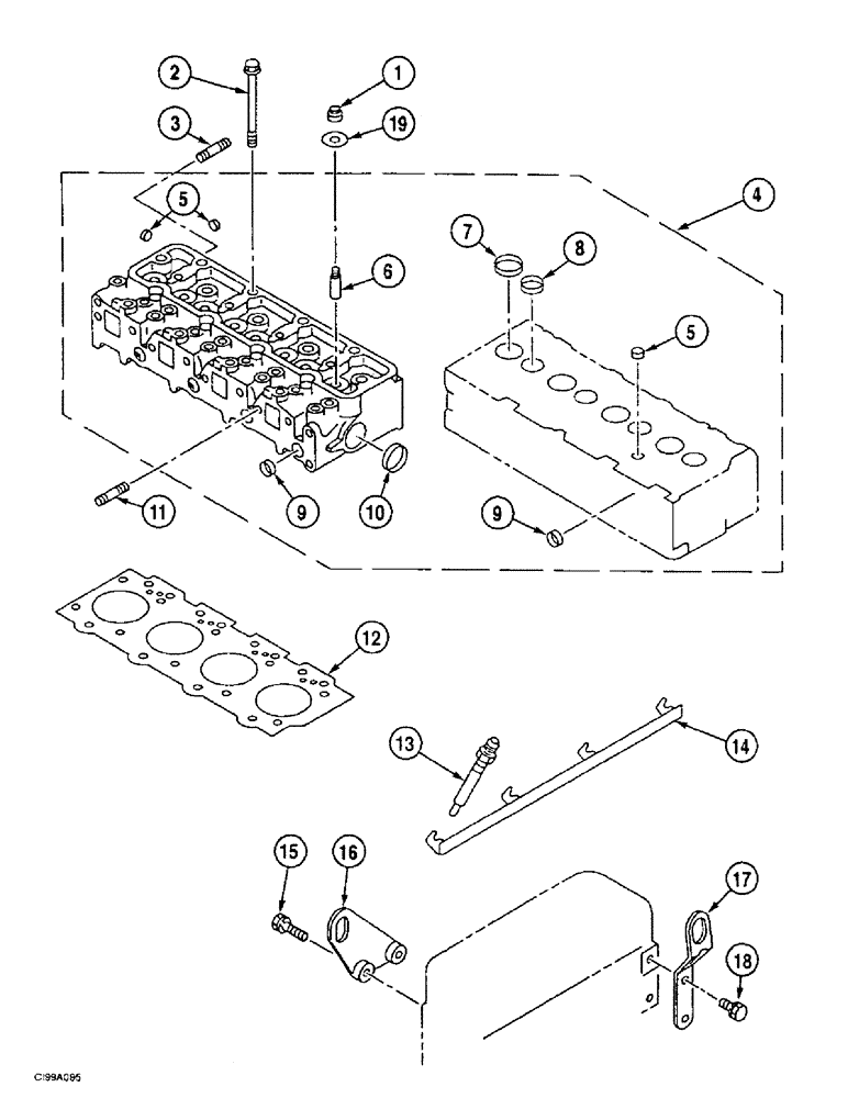 Схема запчастей Case 9007B - (2-36) - CYLINDER HEAD - GASKET (02) - ENGINE