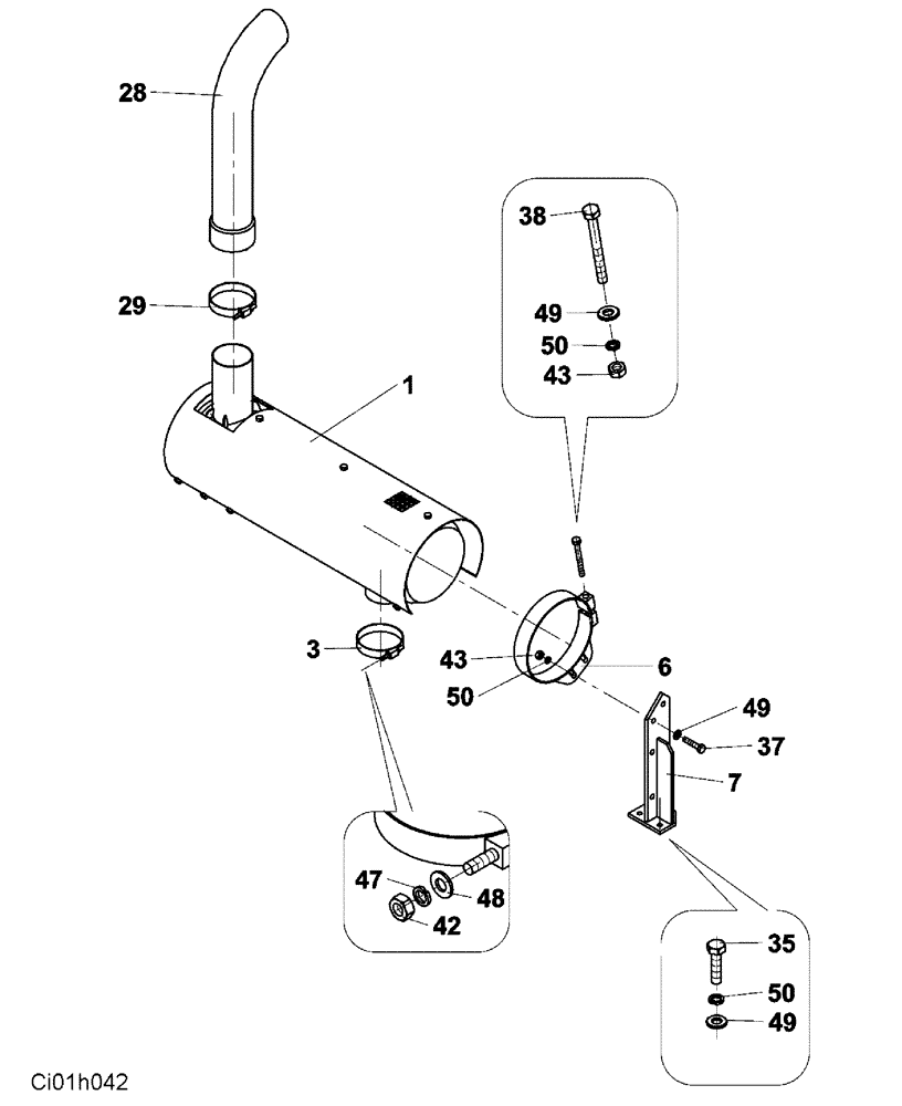 Схема запчастей Case SV223 - (02-005-00[01]) - EXHAUST - ENGINE (01) - ENGINE