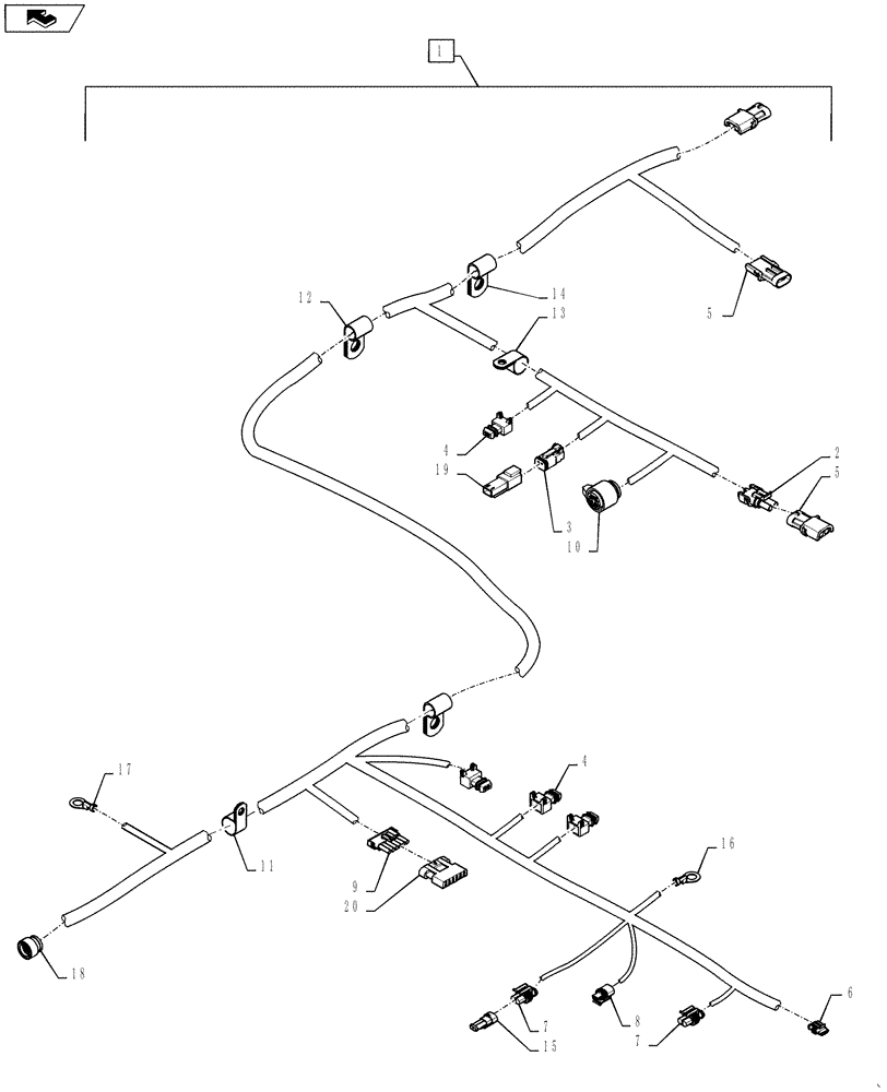 Схема запчастей Case 621F - (55.100.05[01]) - TRANSMISSION HARNESS (55) - ELECTRICAL SYSTEMS