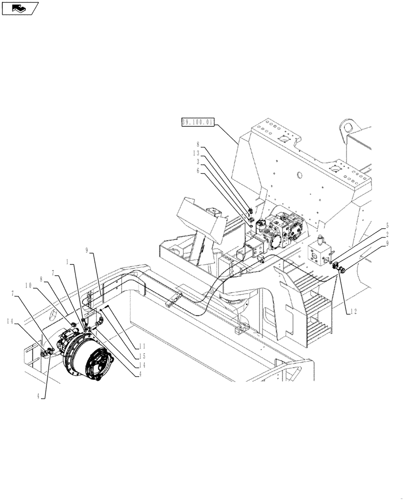 Схема запчастей Case SV216 - (35.353.04[03]) - LINES, FRONT DRUM DRIVE (GROUP 312) (84420262) - NARROW VERSION (35) - HYDRAULIC SYSTEMS